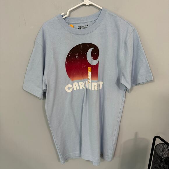 Carhartt Other - NWT Carhartt Logo Tee Shirt Mens Size Small Light Blue Short Sleeves Heavyweight